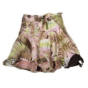 Roberto Cavalli SS2003 Palm Print Silk Skirt